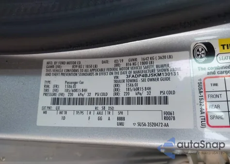 2019 Ford Fiesta Se from USA, damaged, VIN 3FADP4BJ5KM130131